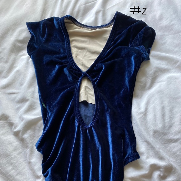 SOLD navy blue velvet cap sleeve “beau” luckyleo - Picture 2 of 2